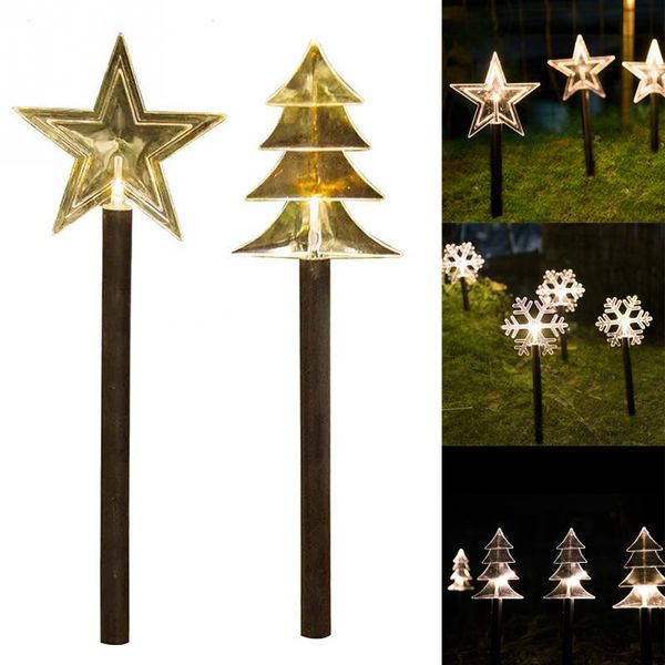 

5pcs christmas stake lights pathway for yard outdoor garden lawn battery powered 3* box led snow star tree lamps
