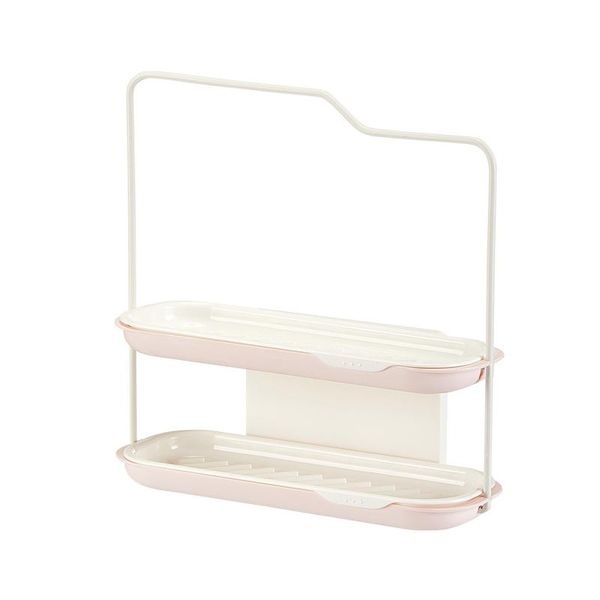 

hooks & rails draining rack with dishcloth hanger large capacity no drilling quick drying double layer sink organizer home kitchen bathroom