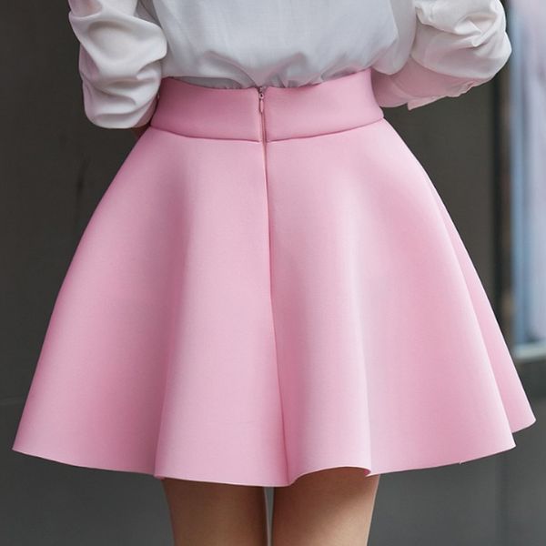 

xs-5xl plus size skirt women 2021 solid thick tutu skirts high waist flared er mini skater er short skirt 0804-30, Black
