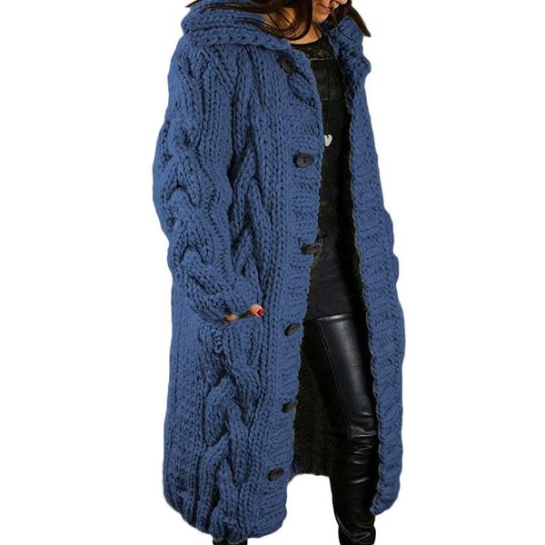 

women's knits & tees winter cardigan for women pocket long sleeve sweater button up solid turn down collar ladies 5xl, White