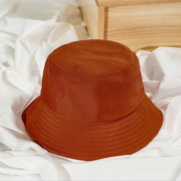 

caps & hats korean kids summer foldable bucket hat solid color hip hop wide brim beach uv protection round sunscreen cap1, Yellow