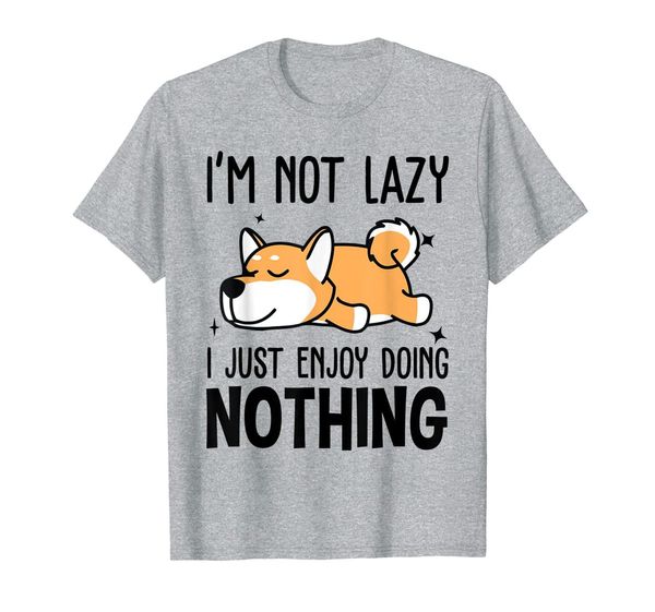 

i'm not lazy i just enjoy doing nothing akita t-shirt, White;black