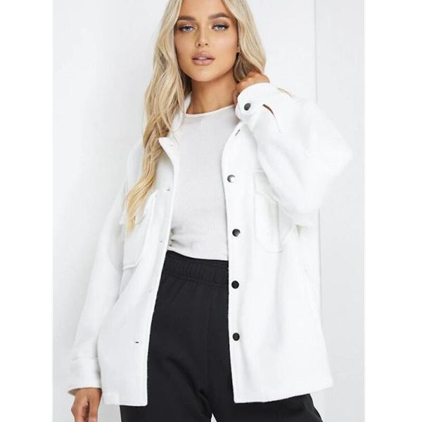 

women's jackets olomlb herfst winter casual turn down neck ladies long mouw buttons pockets patchwork women basic clothing, Black;brown