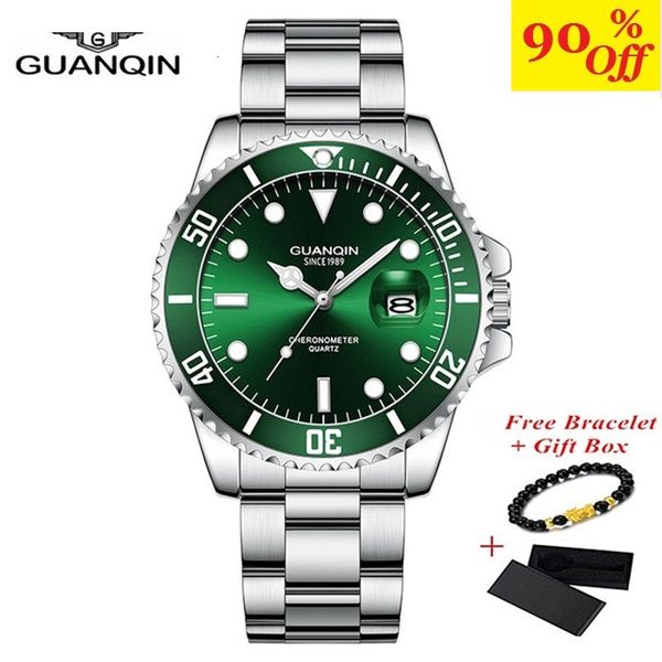 

watches new guanqin quartz watch men luxury luminous watches 50m waterproof quartz-watch casual business steel male clock dropship, Slivery;brown
