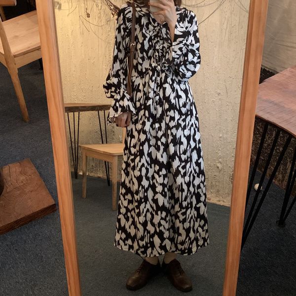 

dresses color-hit office lady women all match elegance retro streetwear vestidos gentle vintage a-line long es, Black;gray