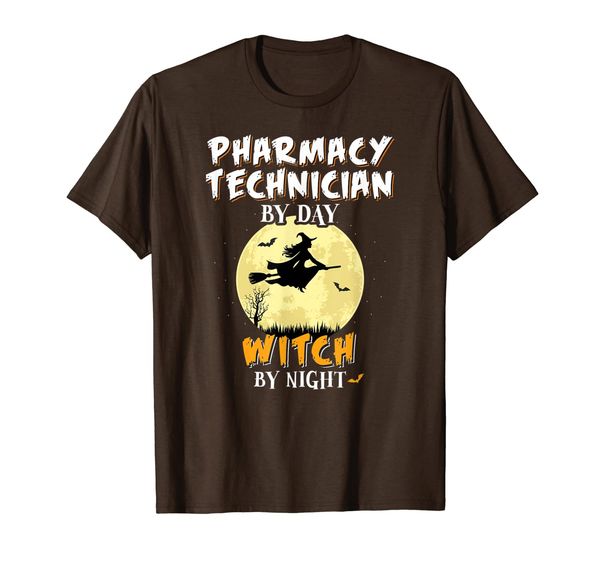 

pharmacy technician by day witch by night t-shirt fun spooky t-shirt, White;black