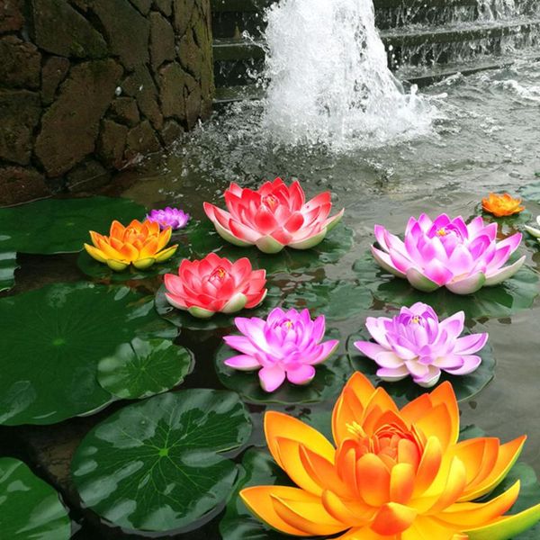 

decorative flowers & wreaths 5pcs artificial floating water lily eva lotus flower pond decor 10cm (red/yellow/blue/pink/light)