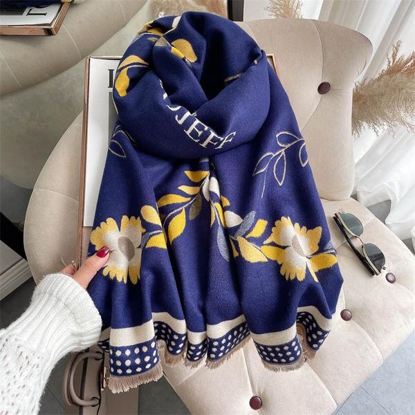

scarves women scarf warm cashmere shawl neckerchief fashion lady head bufanda pashmina tassel wraps female hijab echarpe blanket, Blue;gray