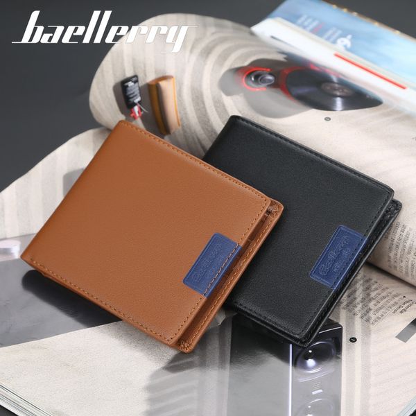 

baellerry men's ultra thin short bag zero wallet men, Red;black