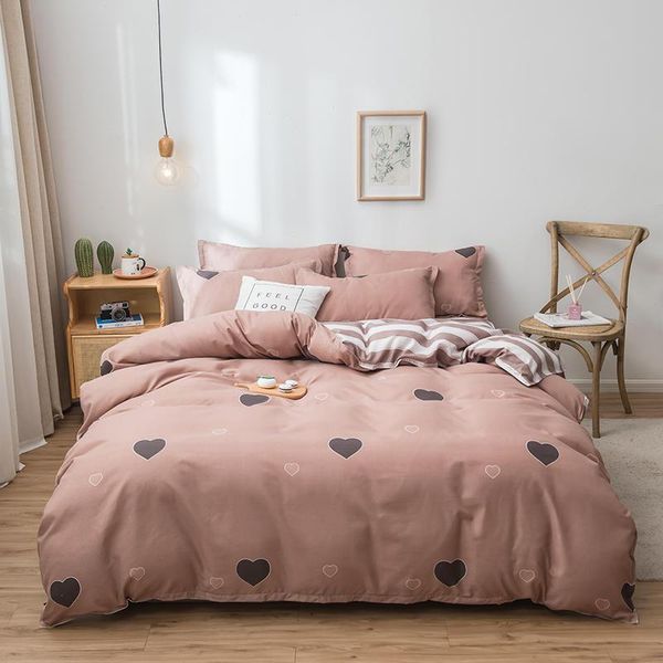 

bedding sets factory wholesale four-piece brushed aloe cotton sheet duvet cover three-piece for student dormitory