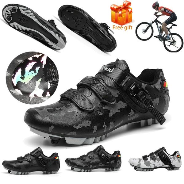 

bicycle shoes mountain bike self-locking non-slip racing road ultra light breathable sports men cycling footwear, Black
