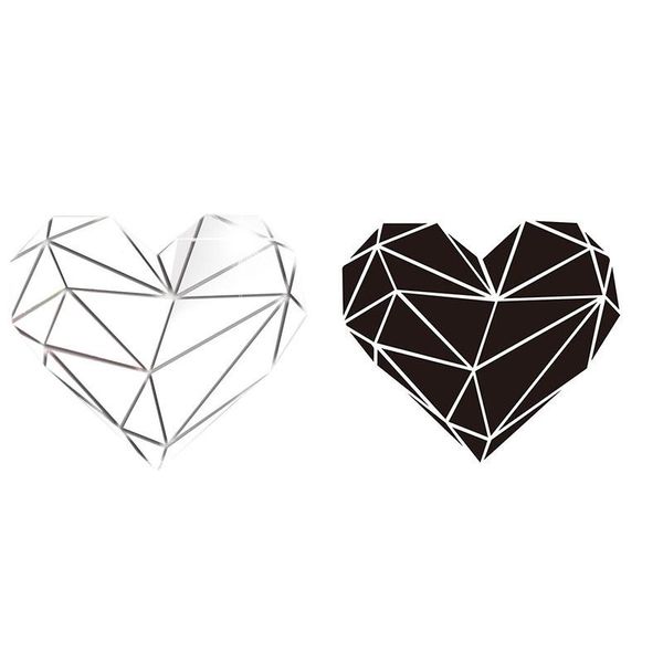 

wall stickers heart mirror 3d geometric puzzle home decor