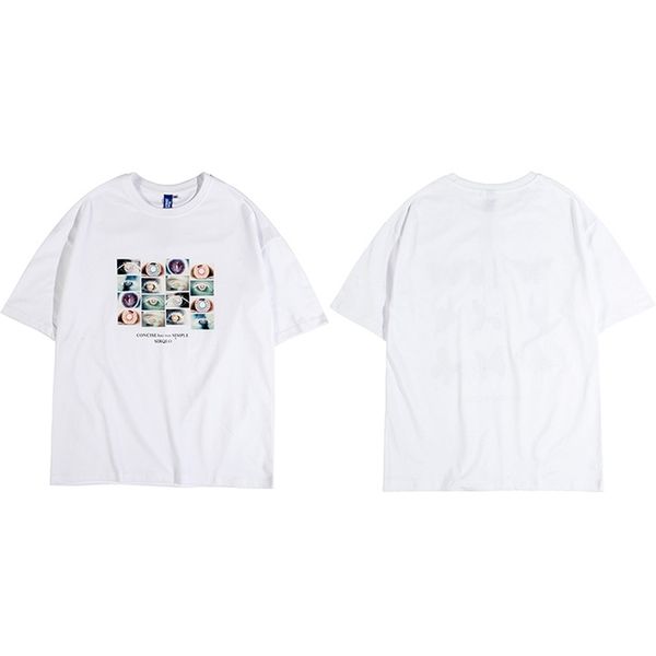 

streetwear hip hop t shirt eye print men harajuku tshirt summer short sleeve t-shirt white tees street wear, White;black