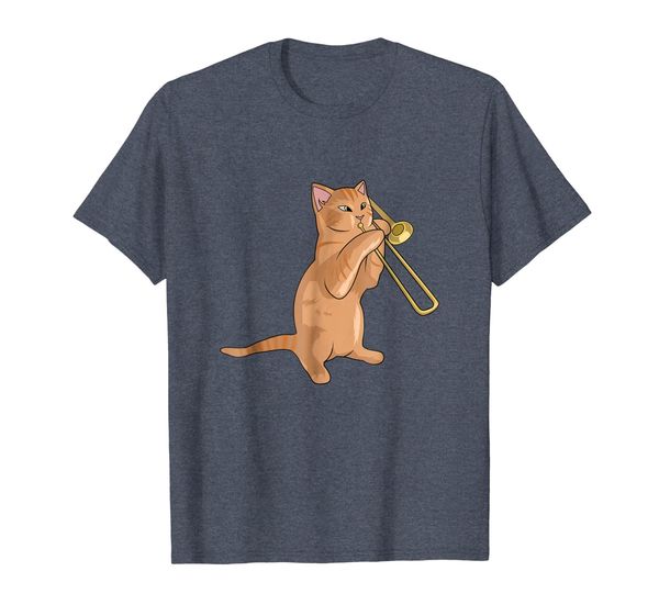 

trombone playing jazz cat shirt for kitty loving musicians, White;black