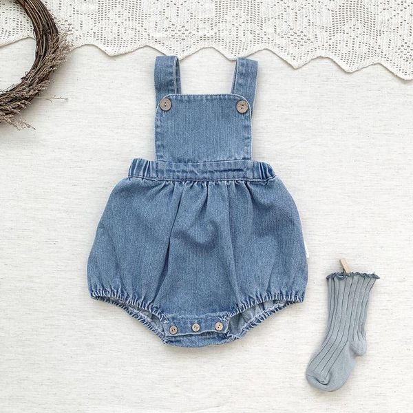 Pagliaccetti Cute Born Baby Boys Abbigliamento per ragazze Estate Pagliaccetto senza maniche Body per bambini Tuta con bretelle Autunno Salopette di jeans