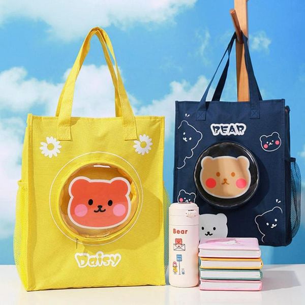 

storage bags handheld cute cartoon marguerite bear pattern large capacity book bag