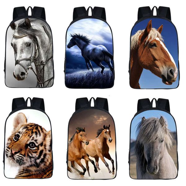 

Designer schoolbagSteed Printing Backpack For Teenagers Children Horse School Bags Cute Tiger Backpack Boys Girls School Backpacks Kids Gift