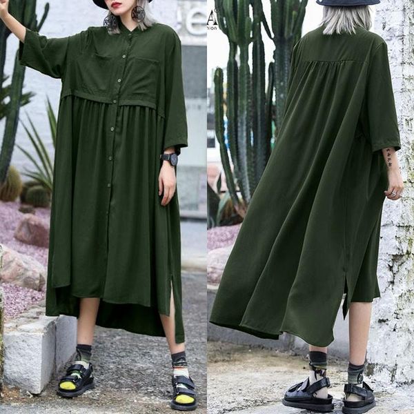 

fashion autumn shirt dress women's patchwork sundress casual long sleeve midi vestidos female solid robe plus size dresses, Black;gray