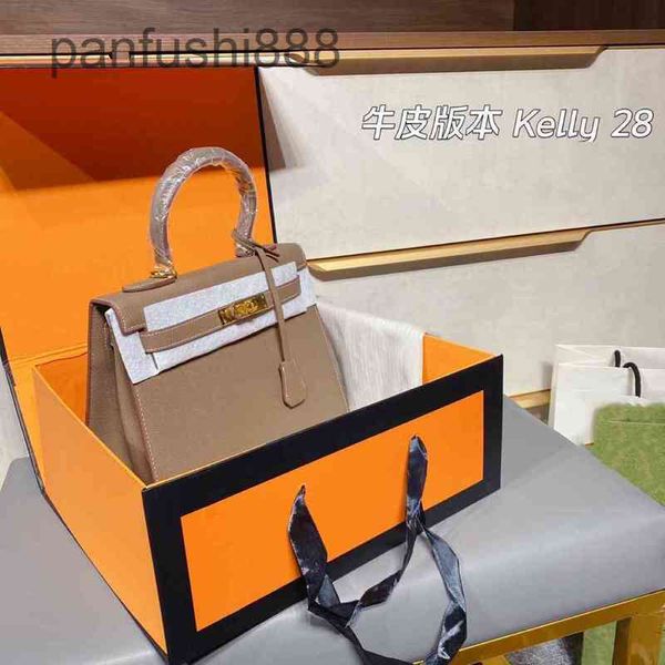 

designer brand h handbags luxurys herme 2022 with women cover bag orange medium hard handle solid color contrast vertical square lock fashio