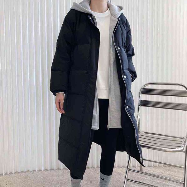 

women's down & parkas winter warm coat long sleeve hooded oversize style white duck jacket casaco feminino qdp1, Black