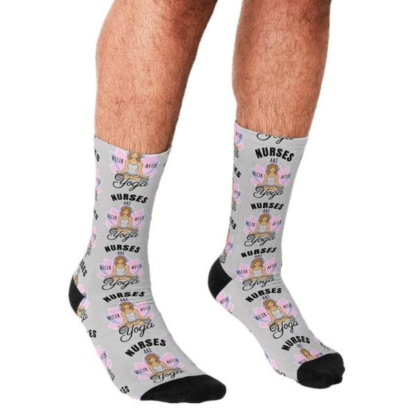 

men's socks funny harajuku nurses are nicer yoga printed hip hop men happy cute boys street style crazy for, Black