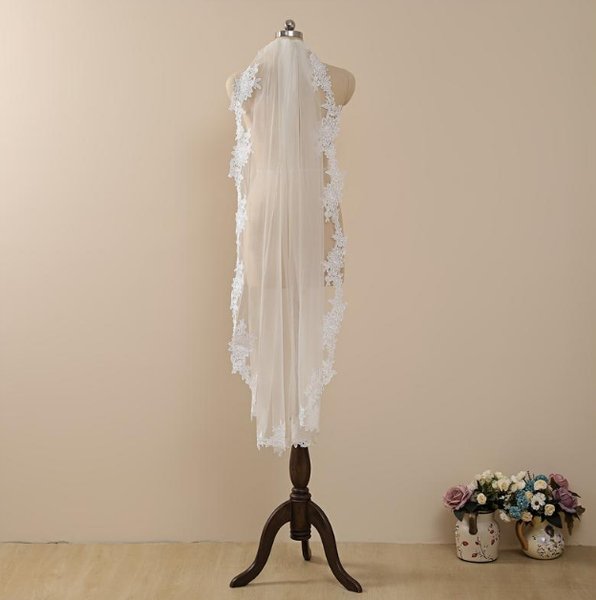 

bridal veils short mantilla veil with lace,short comb,wedding fingertip floral lace one tier ivory elbow, Black