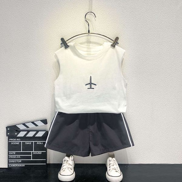

boys' summer sleeveless vest set children's fashion, White