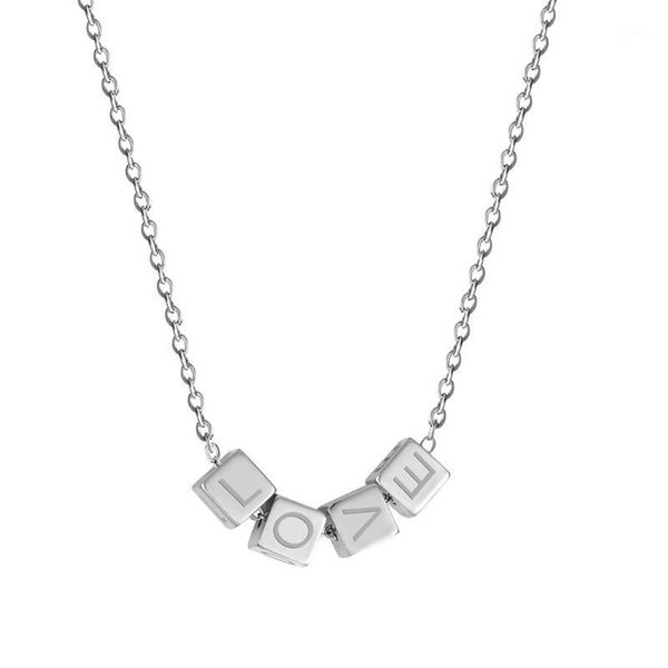 

chains my shape square love pendant necklaces for women girl stainless steel necklace choker fashion party jewelry valentine's day gift, Silver
