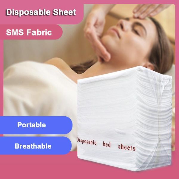 

sheets & sets 20/60/100pcs spa bed disposable massage table sheet with hole or not sms non-woven fabric portable travel cover