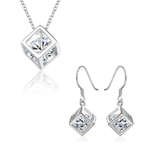 

earrings & necklace fashion silver plated jewelry sets for women wedding wholesale gift