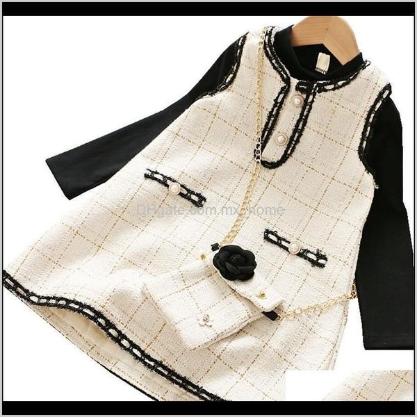 

baby baby, & maternity drop delivery 2021 fall girl vest dress and bag 3 pcs sets kids boutique outfits fashion casual plaid suits girls, White