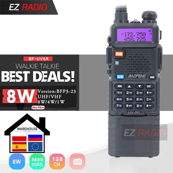 Baofeng 5r 3800mah Walkie Upgrade 8W - Получение Talkie Walie 10 km UHF VHF HAM-радио -82 -9R UV 82