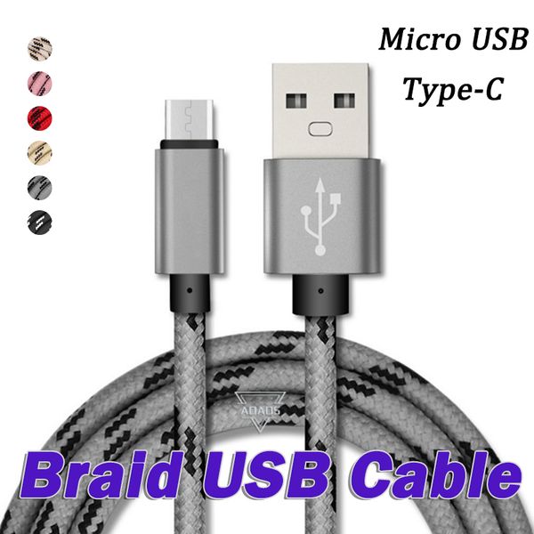 Cavi di ricarica Cavo micro USB di tipo C Ricarica rapida standard 1M 3FT 2M 6FT 3M 10 FT Cavi di ricarica per sincronizzazione dati per Samsung S9 Moto LG Android