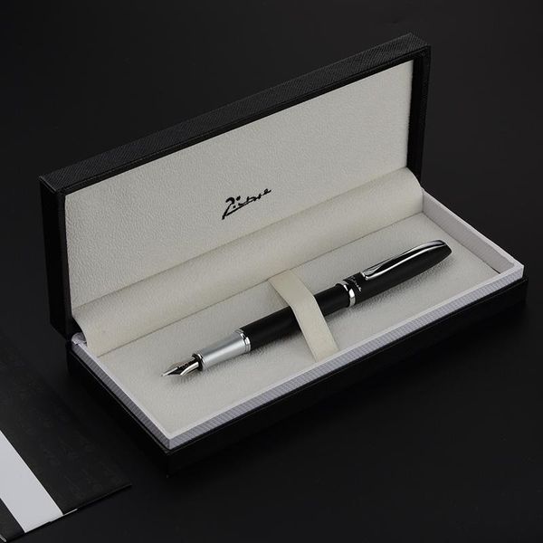 

metal fountain pen for writing fine nib 0.5mm silver clip ink pens business gift office with case school supplies