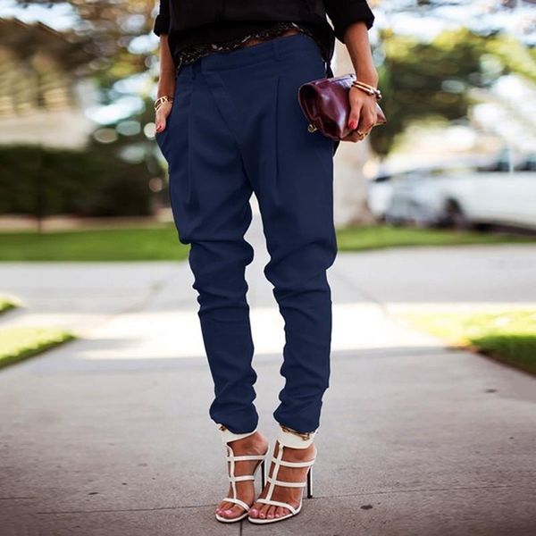 

women's pants & capris 2021 autumn cotton pencil trousers women casual loose high waist female solid pockets outerwear, Black;white
