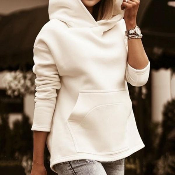

women's hoodies & sweatshirts casual women solid color hooded female o neck sweatshirt long sleeve autumn plus size coat streetwear, Black