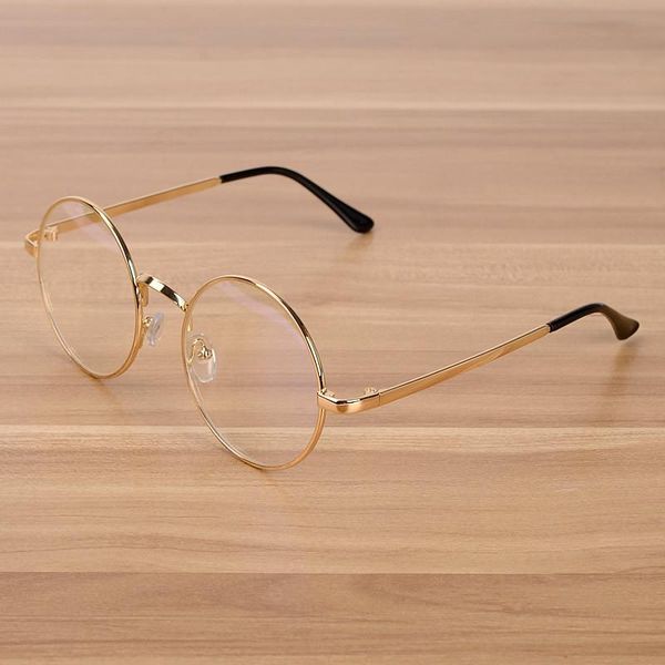 

fashion sunglasses frames retro round optical glasses anti blu-rays computer gaming eyewear for women men oversized metal frame clear lens e, Black