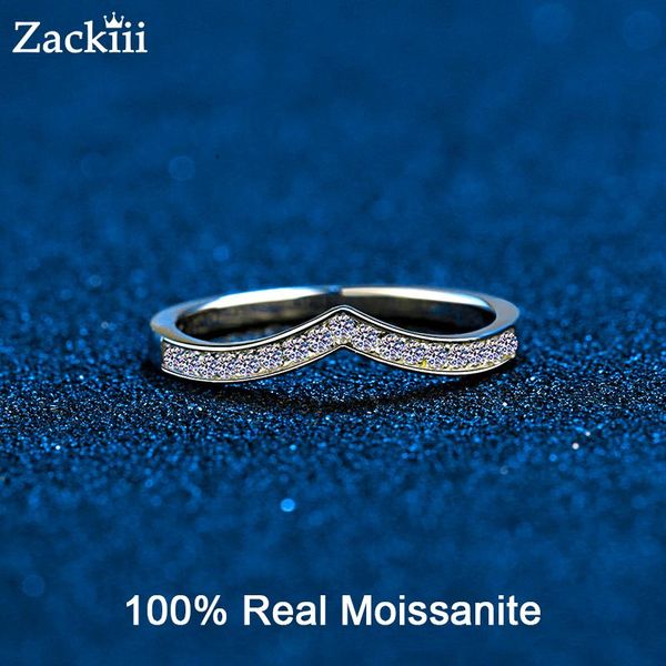 

cluster rings 0.12ct 925 sterling silver wedding band mini moissanite diamond half eternity stackable engagement ring for women, Golden;silver