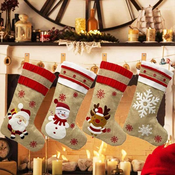 

christmas decorations stockings, large santa reindeer snowman snowflake xmas stockings for home fireplace dÃ©cor1