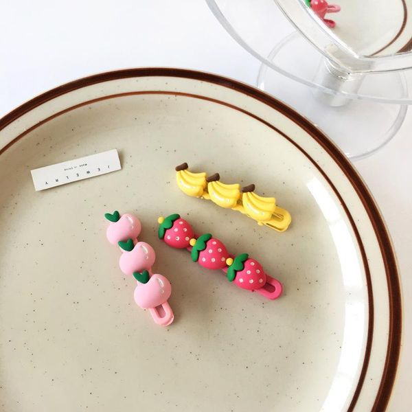 

hair accessories funny fruits cute clip sweet summer peach girl accessoires, Slivery;white