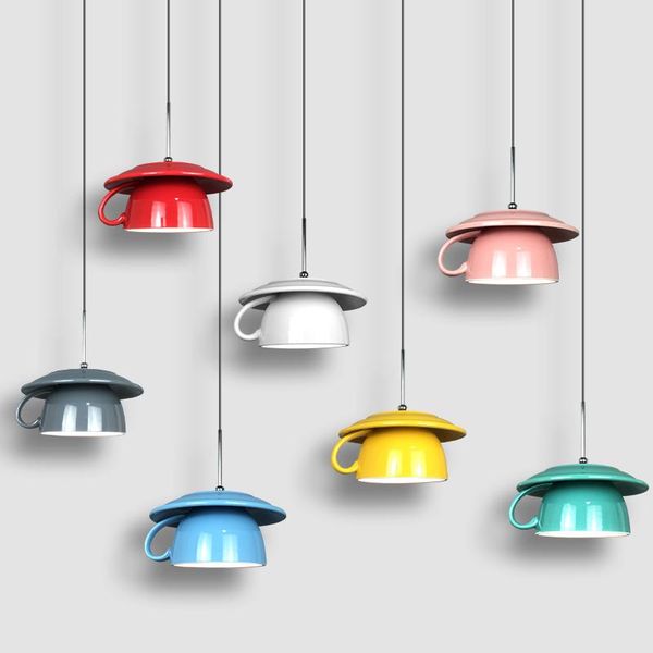 

pendant lamps ins style cake shop bar counter restaurant ceramic coffee cup led single head small chandelier net red personality creative