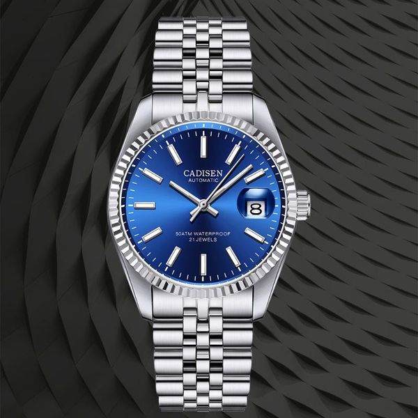 

wristwatches 2021 cadisen men mechanical watches automatic watch stainless steel waterproof relogio hombre, Slivery;brown