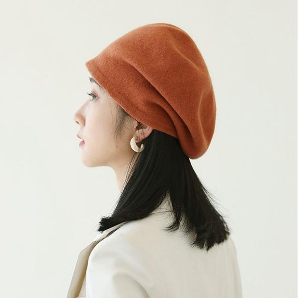 

berets 100% wool female autumn winter japanese wild fashion beret hat women british retro painter sboy, Blue;gray