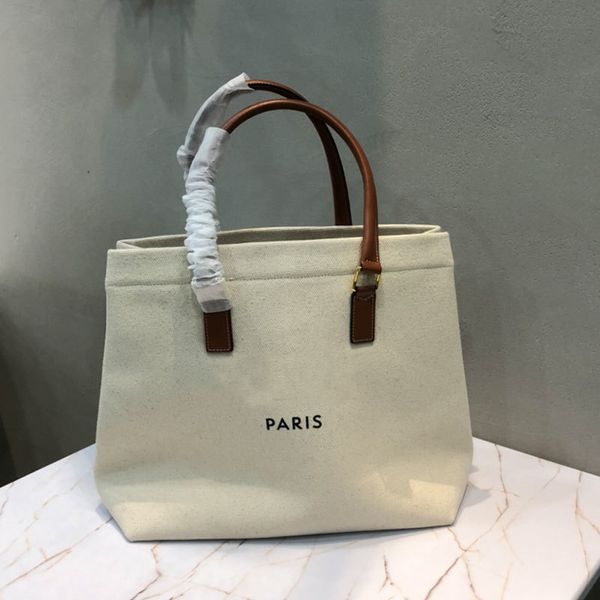 

tote bag ladies calfskin handbag printed canvas shoulder back super capacity inside zipper pocket side with button design