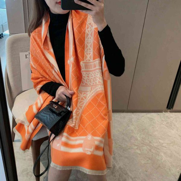 

70% off design scarf 2021 new street autumn and winter warm imitation cashmere women's long air conditioning shawl tassel bib, Blue;gray