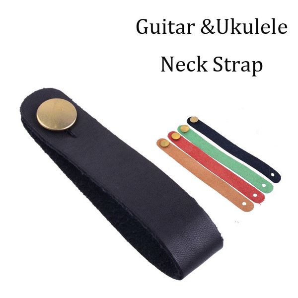 

ukulele guitar neck strap headband holder button safety lock leather 20*2cm