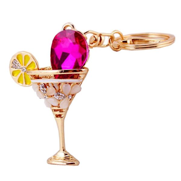 

keychains fashion crystal wineglass keychain women gift charm metal accessories car key chain ring holder chaveiro keyring llavero r238, Silver