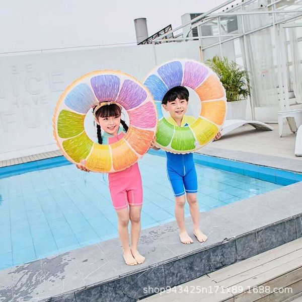 

thickened large and children's color orange swimming circle inflatable, Blue