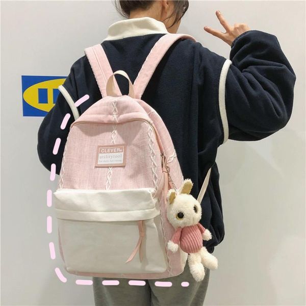 

school backpack for girls female schoolbag backpacks women kids bag lapbags cute fashion urban women's fabric canvas