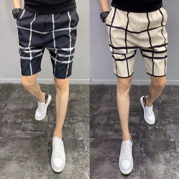 

men's shorts plaid casual summer tide brand sports beach pants, White;black